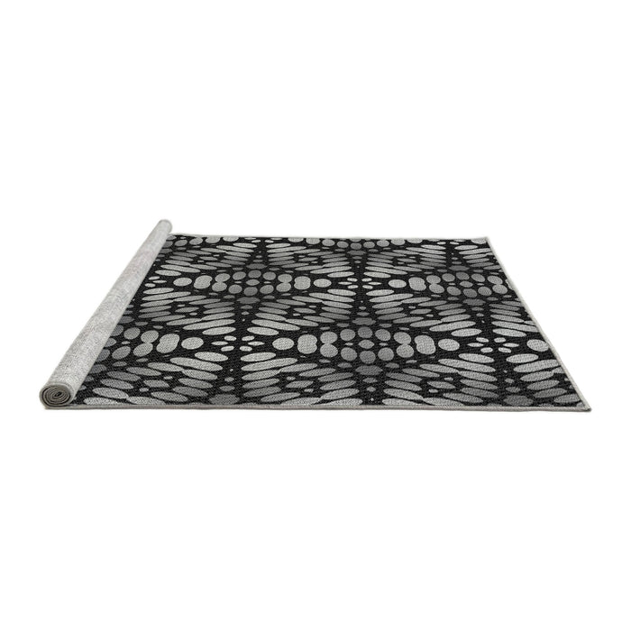 Sideview of Machine Washable Transitional Midnight Gray Rug, wshpat2468gry