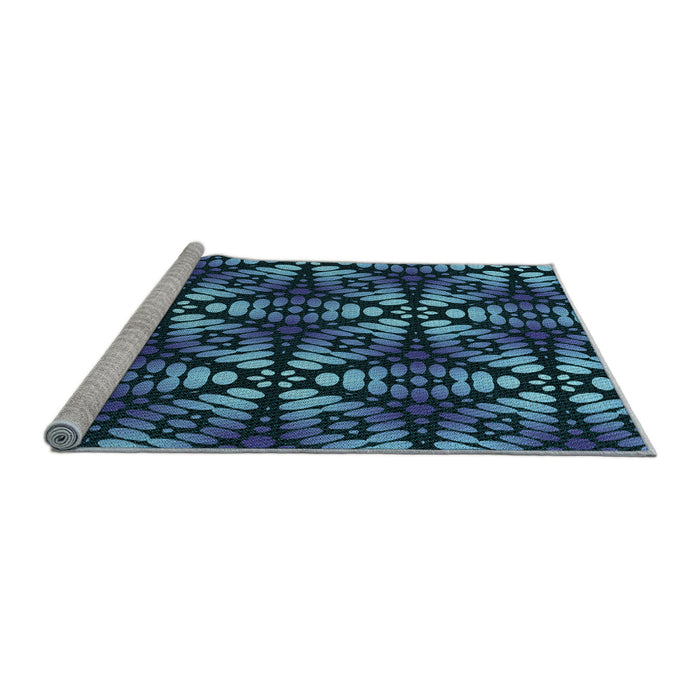 Sideview of Machine Washable Transitional Blue Rug, wshpat2468lblu