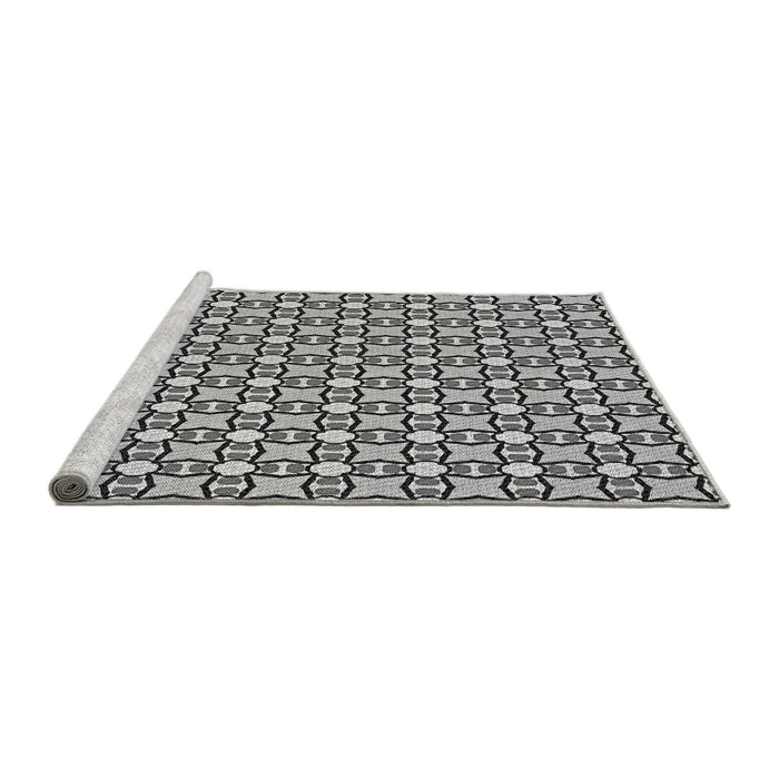 Sideview of Machine Washable Transitional Platinum Silver Gray Rug, wshpat2474gry