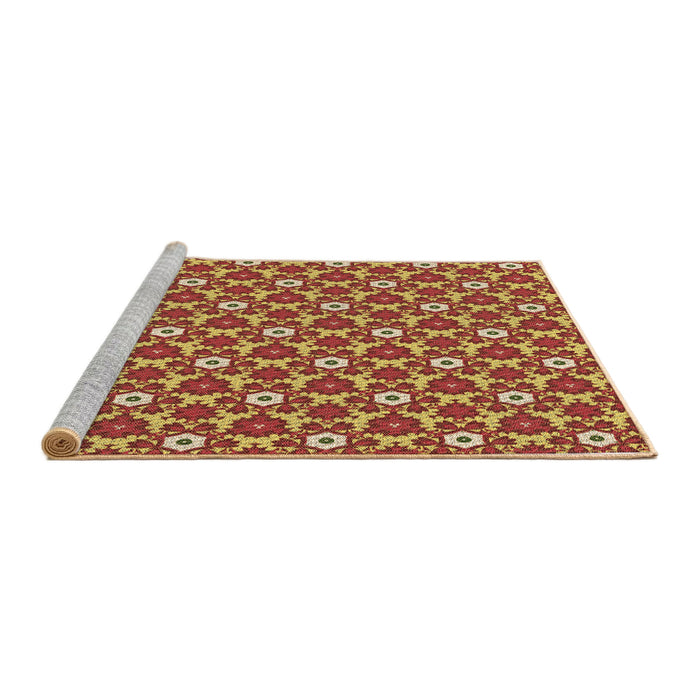Sideview of Machine Washable Transitional Yellow Rug, wshpat2475brn