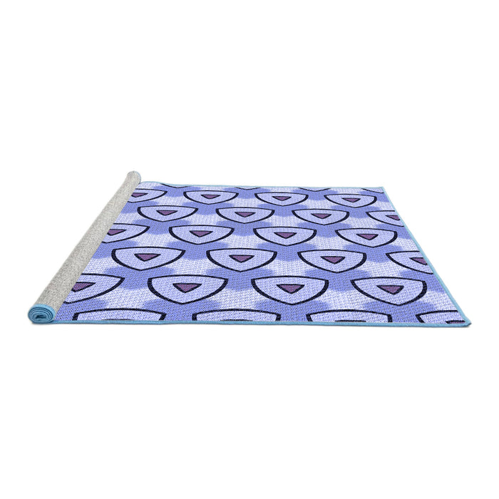 Sideview of Machine Washable Transitional Slate Blue Rug, wshpat2477blu