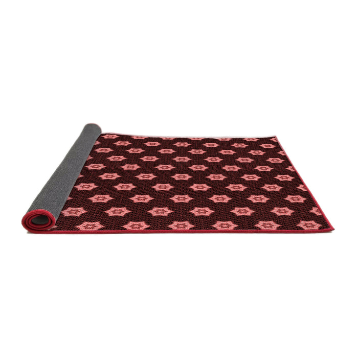 Thickness of Patterned Dark Scarlet Red Rug, pat2478rd
