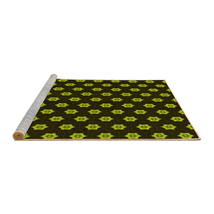 Sideview of Machine Washable Transitional Olive Green Rug, wshpat2478yw