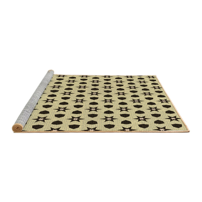 Sideview of Machine Washable Transitional Brown Gold Rug, wshpat2479brn