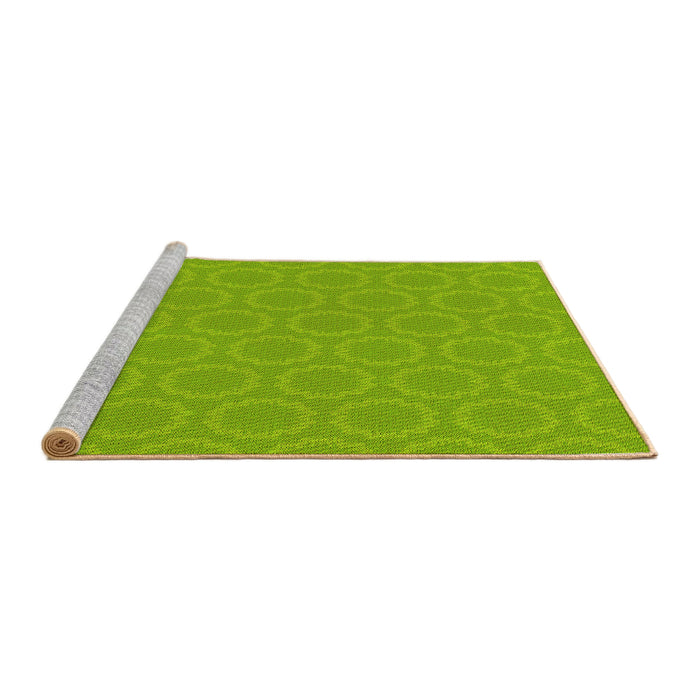 Sideview of Machine Washable Transitional Green Rug, wshpat2480yw