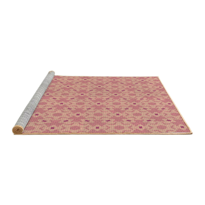 Sideview of Machine Washable Transitional Light Salmon Pink Rug, wshpat2481brn