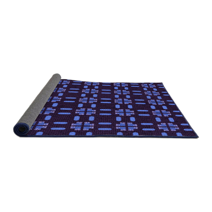 Thickness of Patterned Slate Blue Rug, pat2482pur