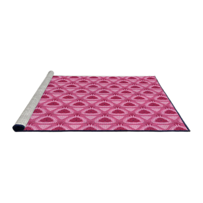 Sideview of Machine Washable Transitional Raspberry Red Rug, wshpat2483pur