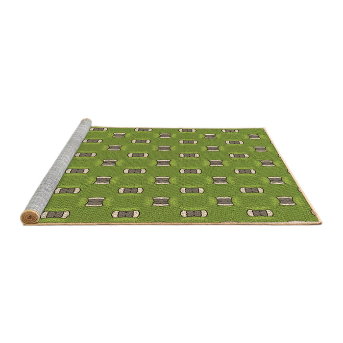 Sideview of Machine Washable Transitional Pistachio Green Rug, wshpat2484brn