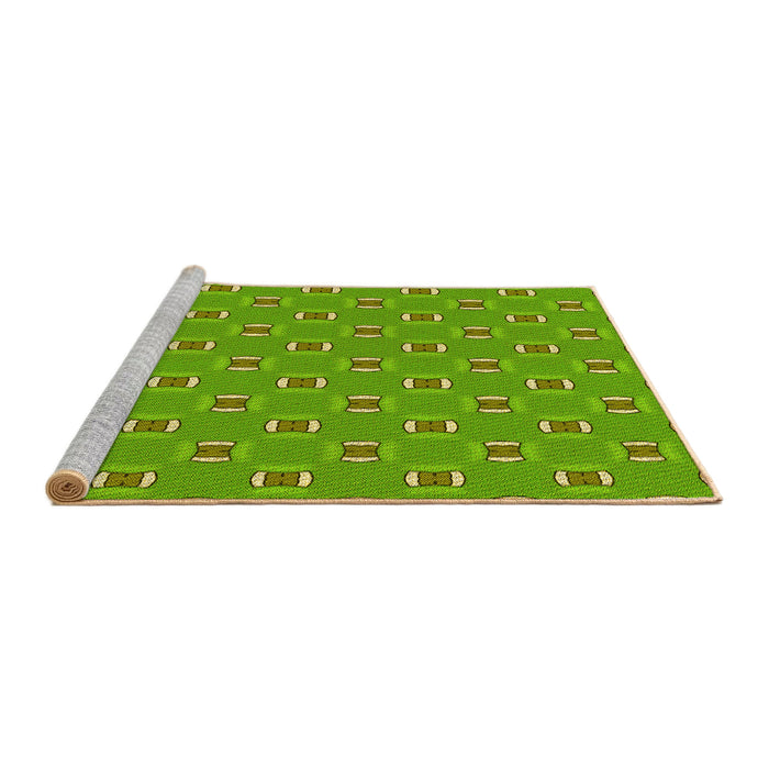 Sideview of Machine Washable Transitional Bright Green Rug, wshpat2484yw