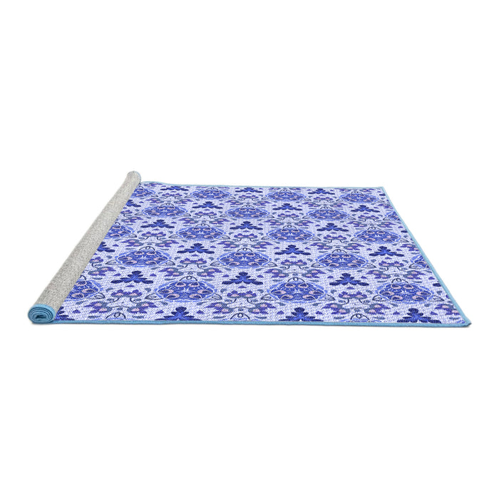 Sideview of Machine Washable Transitional Royal Blue Rug, wshpat2487blu