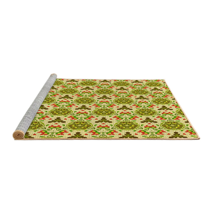 Sideview of Machine Washable Transitional Dark Yellow Green Rug, wshpat2487yw