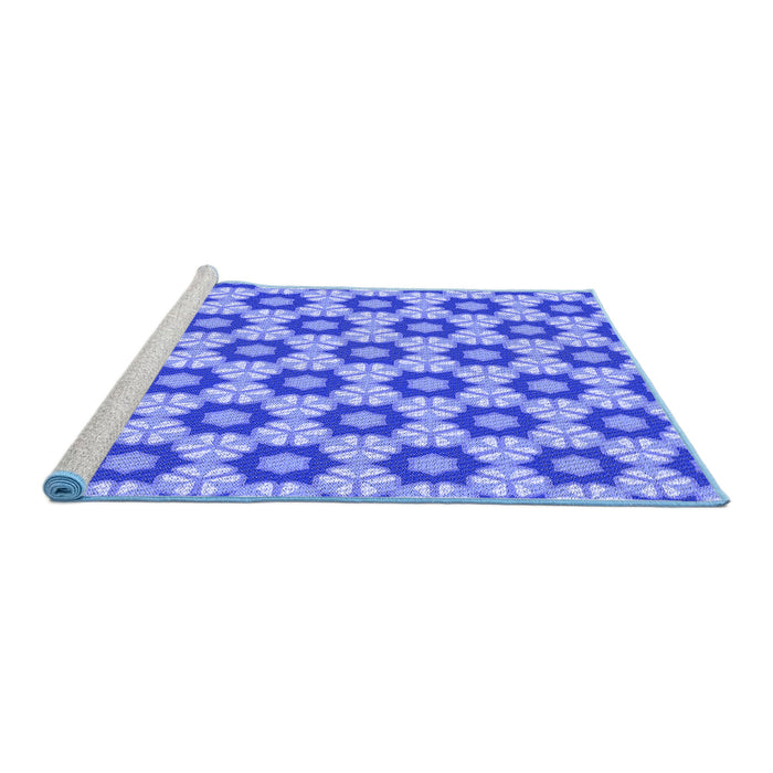 Sideview of Machine Washable Transitional Sky Blue Rug, wshpat2488blu