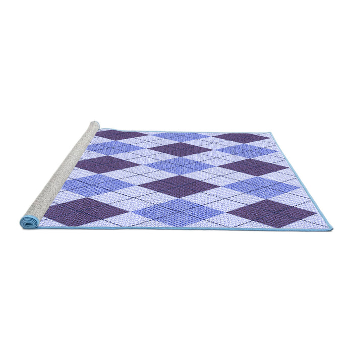 Sideview of Machine Washable Transitional Slate Blue Rug, wshpat249blu