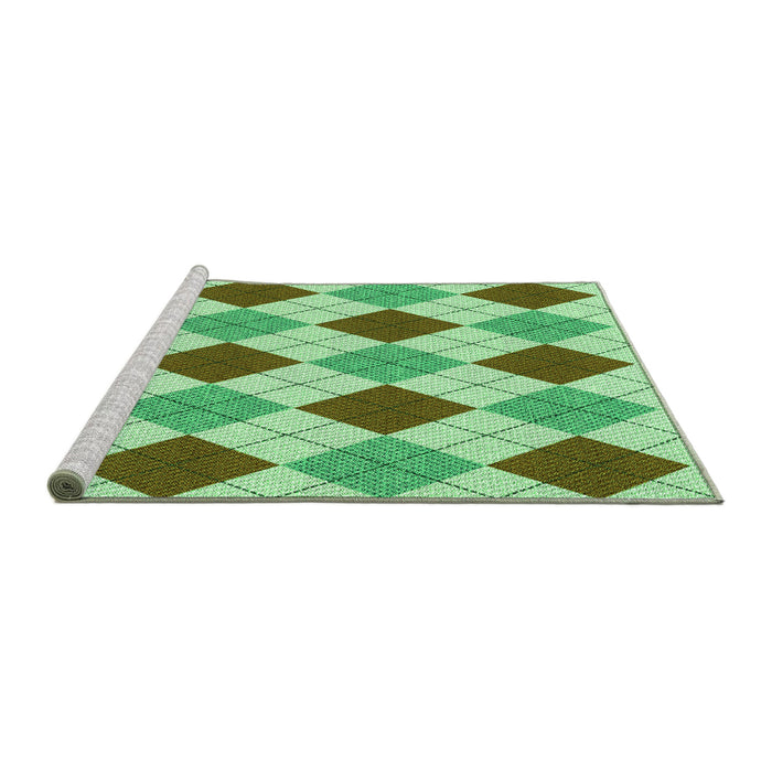Sideview of Machine Washable Transitional Green Rug, wshpat249grn