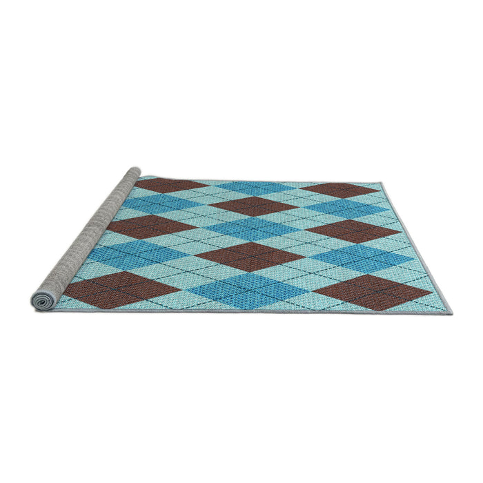 Sideview of Machine Washable Transitional Green Rug, wshpat249lblu