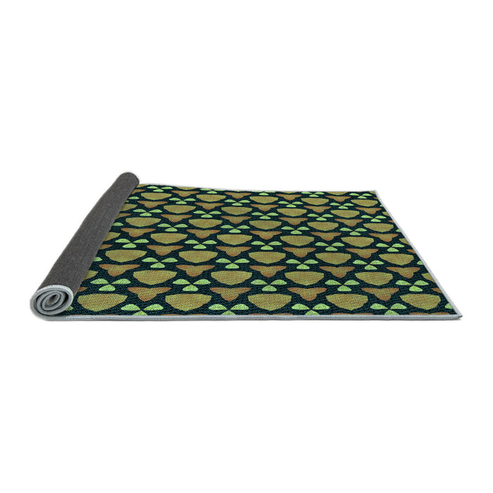 Thickness of Patterned Dark Slate Grey Green Rug, pat2491lblu