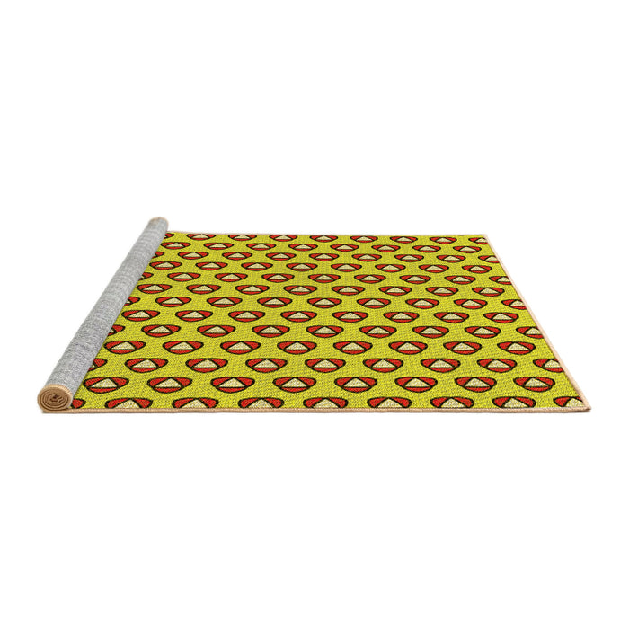 Sideview of Machine Washable Transitional Yellow Rug, wshpat2494yw