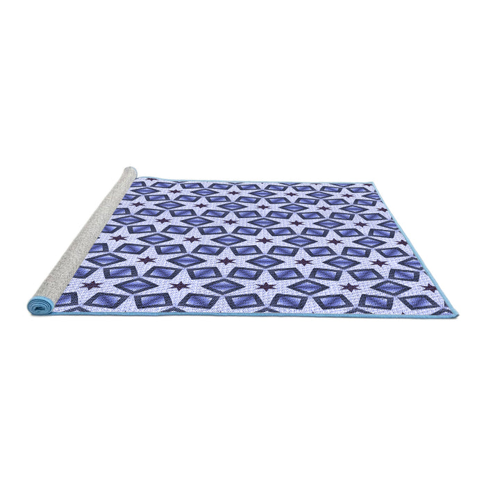 Sideview of Machine Washable Transitional Deep Periwinkle Purple Rug, wshpat2495blu