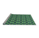 Sideview of Machine Washable Transitional Green Rug, wshpat2497lblu