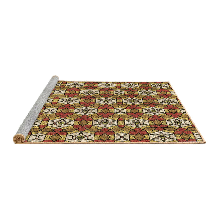 Sideview of Machine Washable Transitional Red Brown Rug, wshpat2498brn