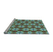 Sideview of Machine Washable Transitional Green Rug, wshpat2498lblu