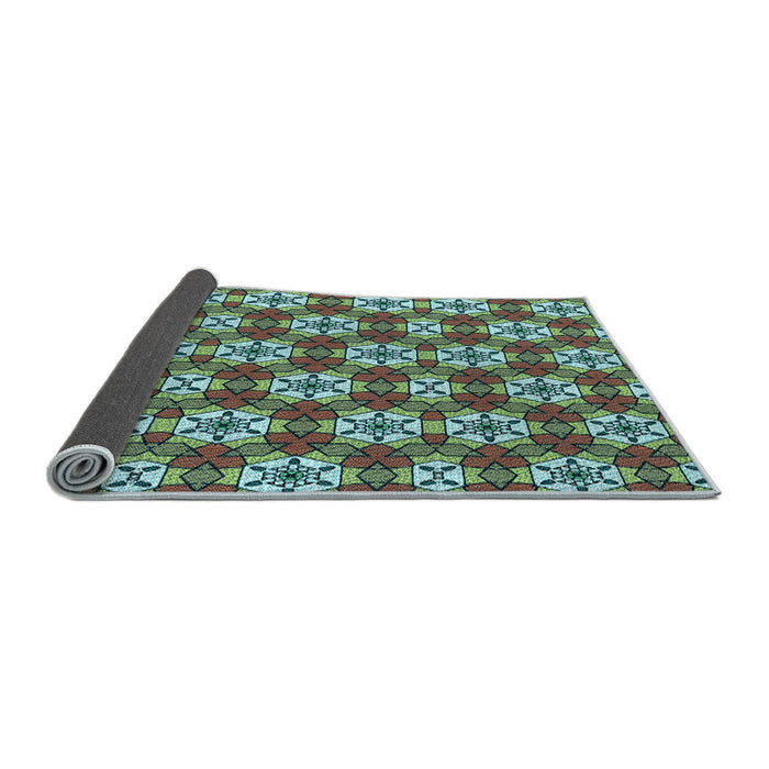 Thickness of Patterned Green Rug, pat2498lblu
