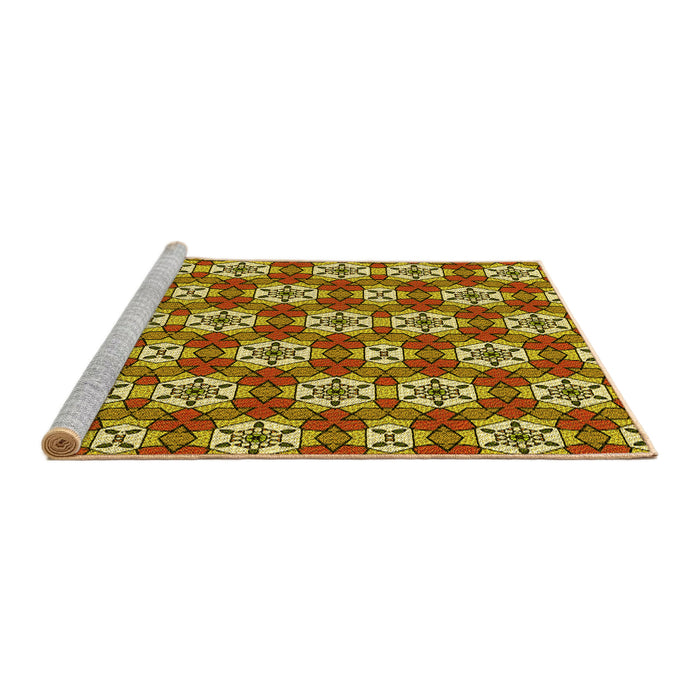 Sideview of Machine Washable Transitional Saffron Red Rug, wshpat2498yw