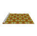 Sideview of Machine Washable Transitional Saffron Red Rug, wshpat2498yw