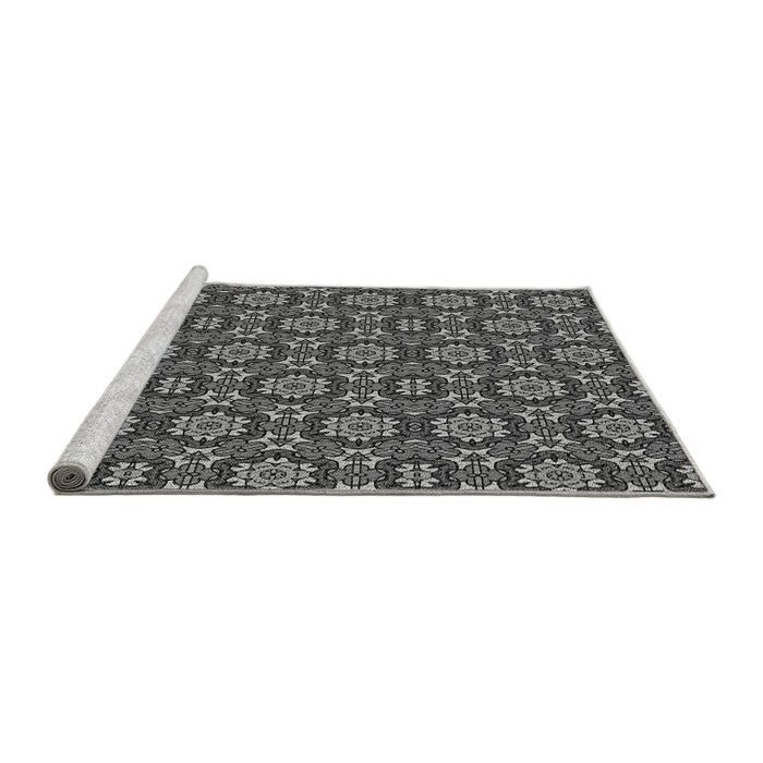 Sideview of Machine Washable Transitional Dark Gray Rug, wshpat2499gry