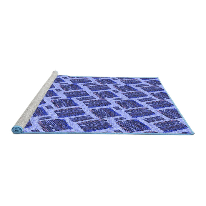 Sideview of Machine Washable Transitional Sky Blue Rug, wshpat25blu