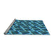 Sideview of Machine Washable Transitional Blue Rug, wshpat25lblu