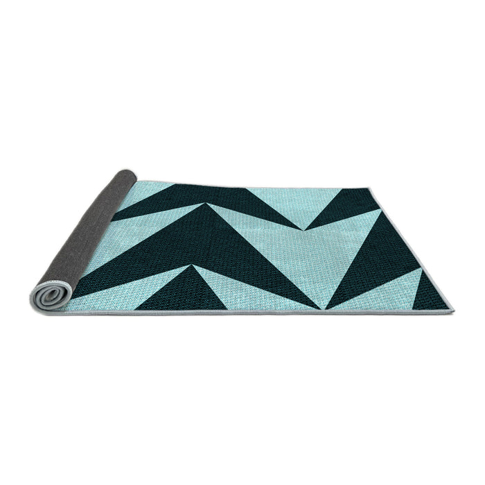 Thickness of Patterned Deep Teal Green Rug, pat250lblu