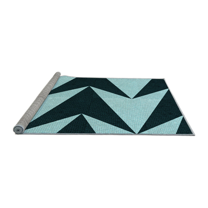 Sideview of Machine Washable Transitional Deep Teal Green Rug, wshpat250lblu