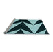 Sideview of Machine Washable Transitional Deep Teal Green Rug, wshpat250lblu