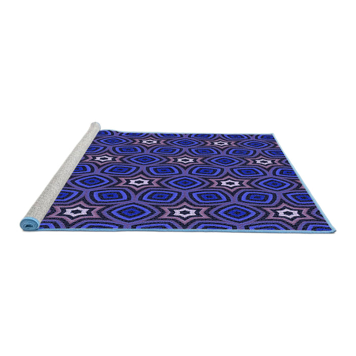 Sideview of Machine Washable Transitional Midnight Blue Rug, wshpat2505blu