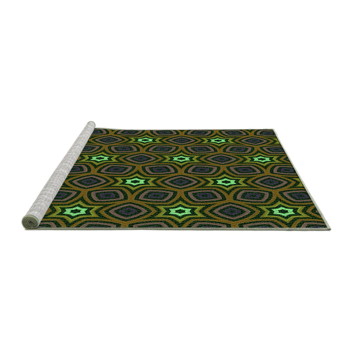 Sideview of Machine Washable Transitional Fern Green Rug, wshpat2505grn