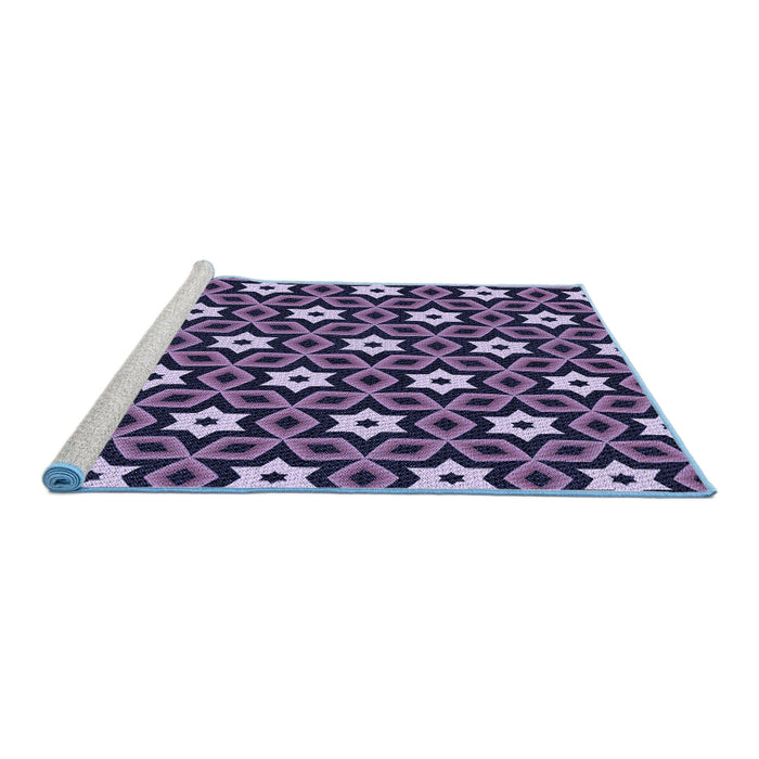 Sideview of Machine Washable Transitional Night Blue Rug, wshpat2506blu