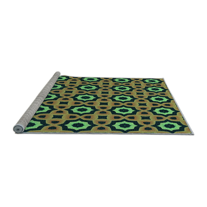 Sideview of Machine Washable Transitional Yellow Green Rug, wshpat2507lblu