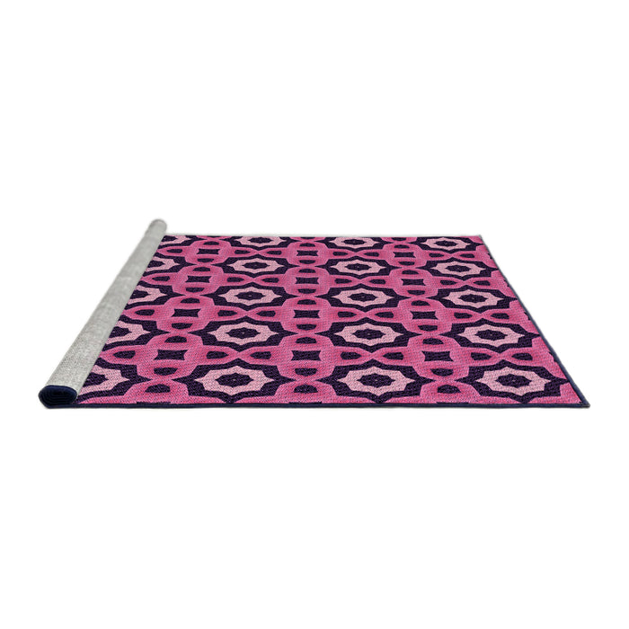 Sideview of Machine Washable Transitional Dark Hot Pink Rug, wshpat2507pur