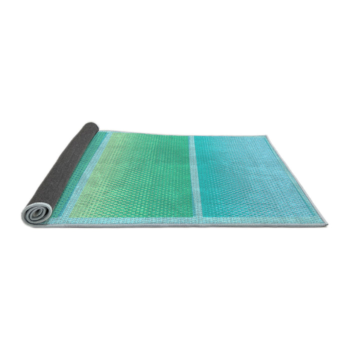 Thickness of Patterned Dark Turquoise Green Rug, pat2512lblu