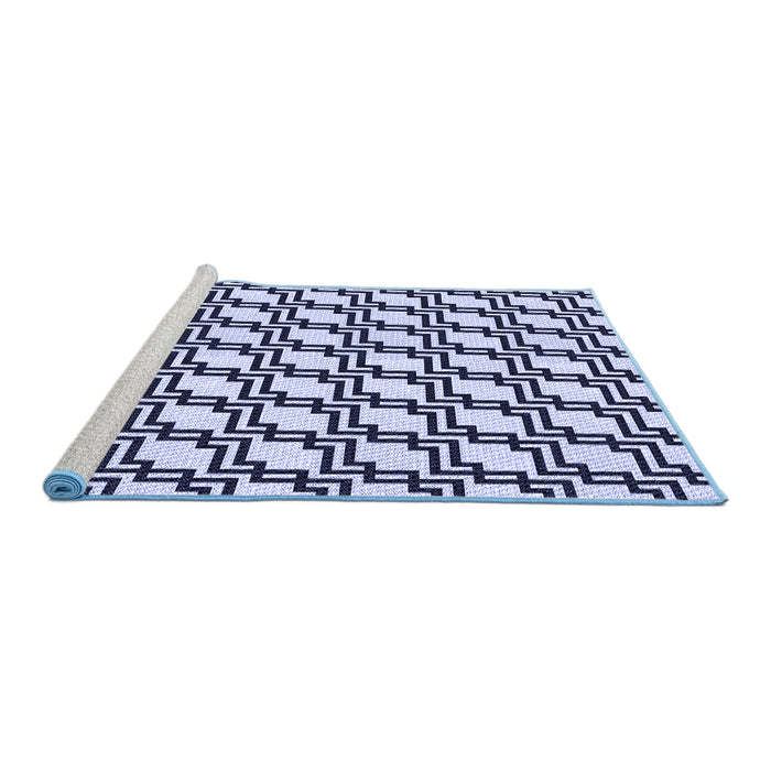 Sideview of Machine Washable Transitional Blue Rug, wshpat2514blu