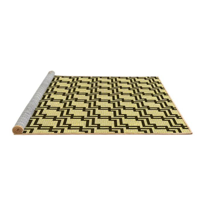 Sideview of Machine Washable Transitional Mustard Yellow Rug, wshpat2514yw
