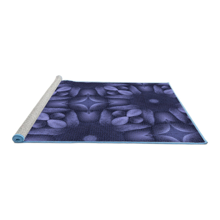 Sideview of Machine Washable Transitional Slate Blue Rug, wshpat2516blu