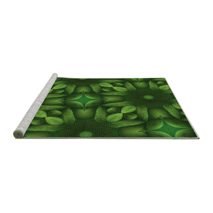 Sideview of Machine Washable Transitional Dark Lime Green Rug, wshpat2516grn