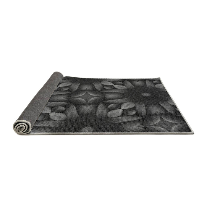 Thickness of Patterned Charcoal Black Rug, pat2516gry