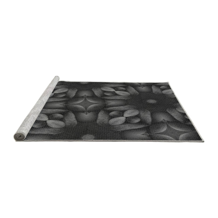 Sideview of Machine Washable Transitional Charcoal Black Rug, wshpat2516gry