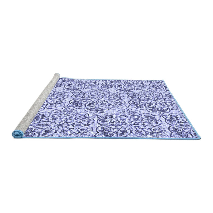 Sideview of Machine Washable Transitional Slate Blue Rug, wshpat2517blu