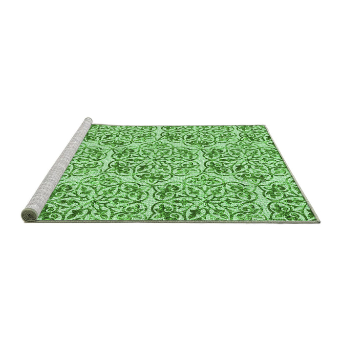 Sideview of Machine Washable Transitional Dark Lime Green Rug, wshpat2517grn