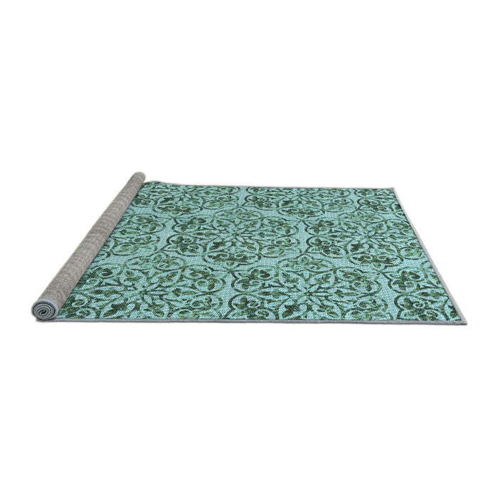 Sideview of Machine Washable Transitional Blue Rug, wshpat2517lblu